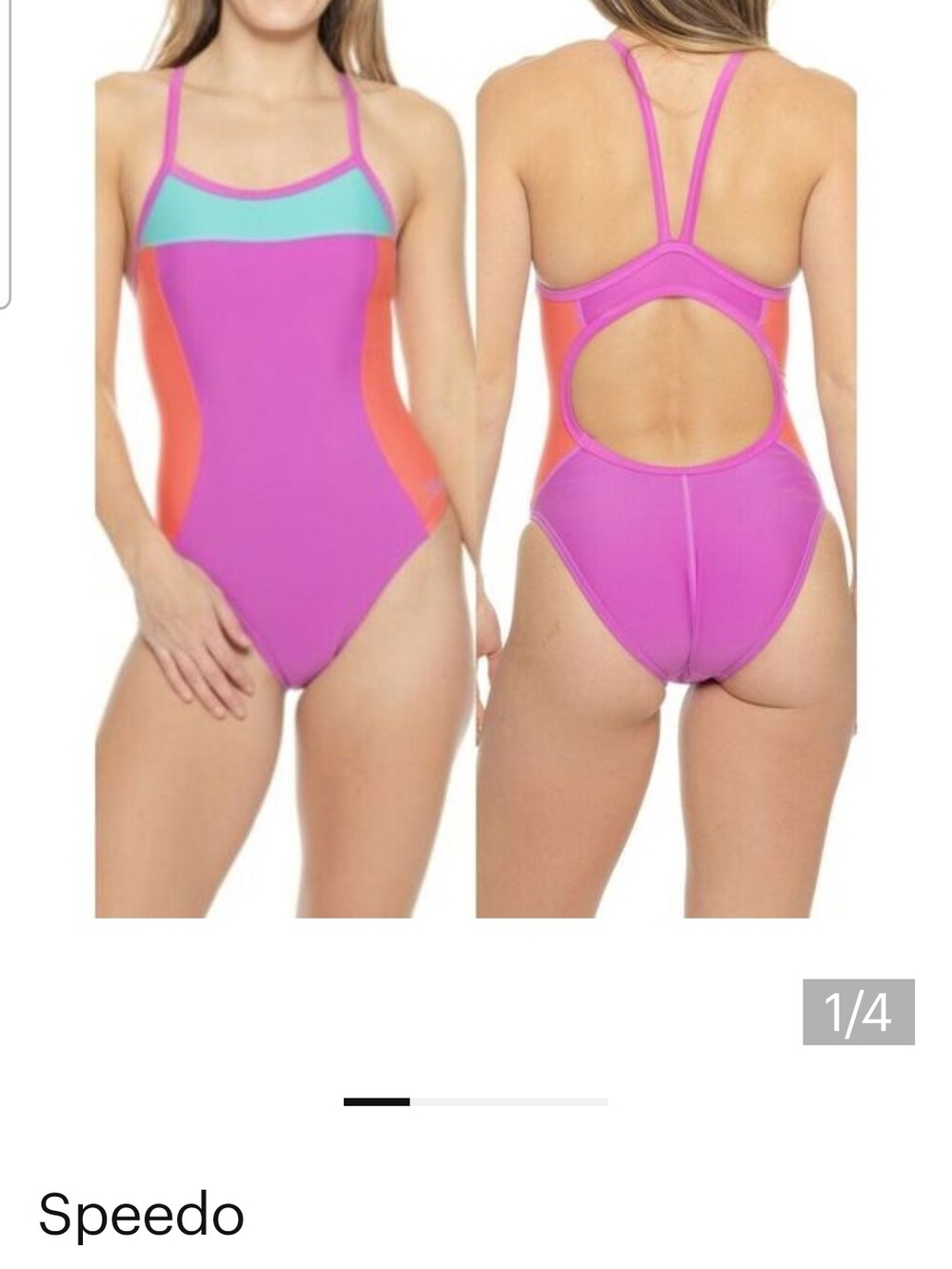 Speedo Pink, Aqua & Coral Colorblock One-Piece Swimsuit
